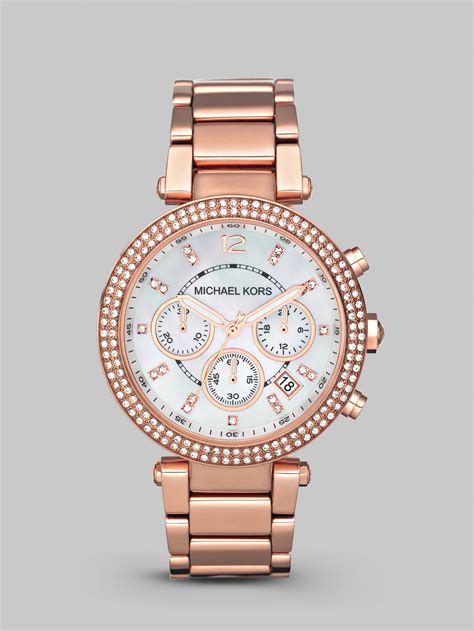 michael kors parker chronograph watch rose gold|michael kors women's parker watch.